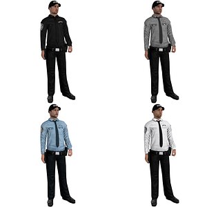 Security Guard LOD1 Rigged Pack