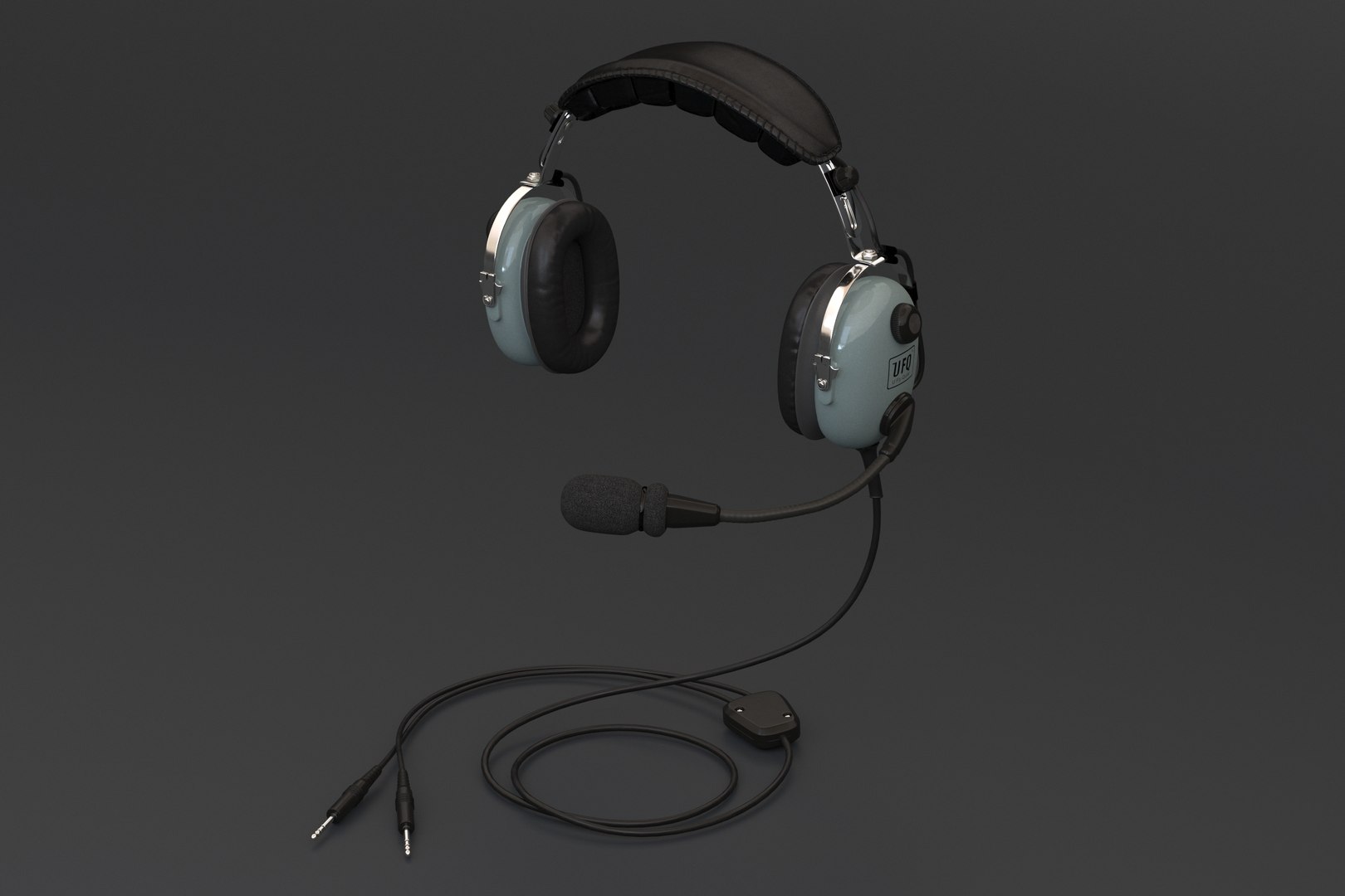 3D Model UFQ P28 Aviation Headset Gray Blue TurboSquid 2004200