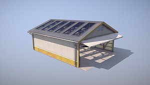Airfield Hangar 12m Vr2 YELLOW 3D