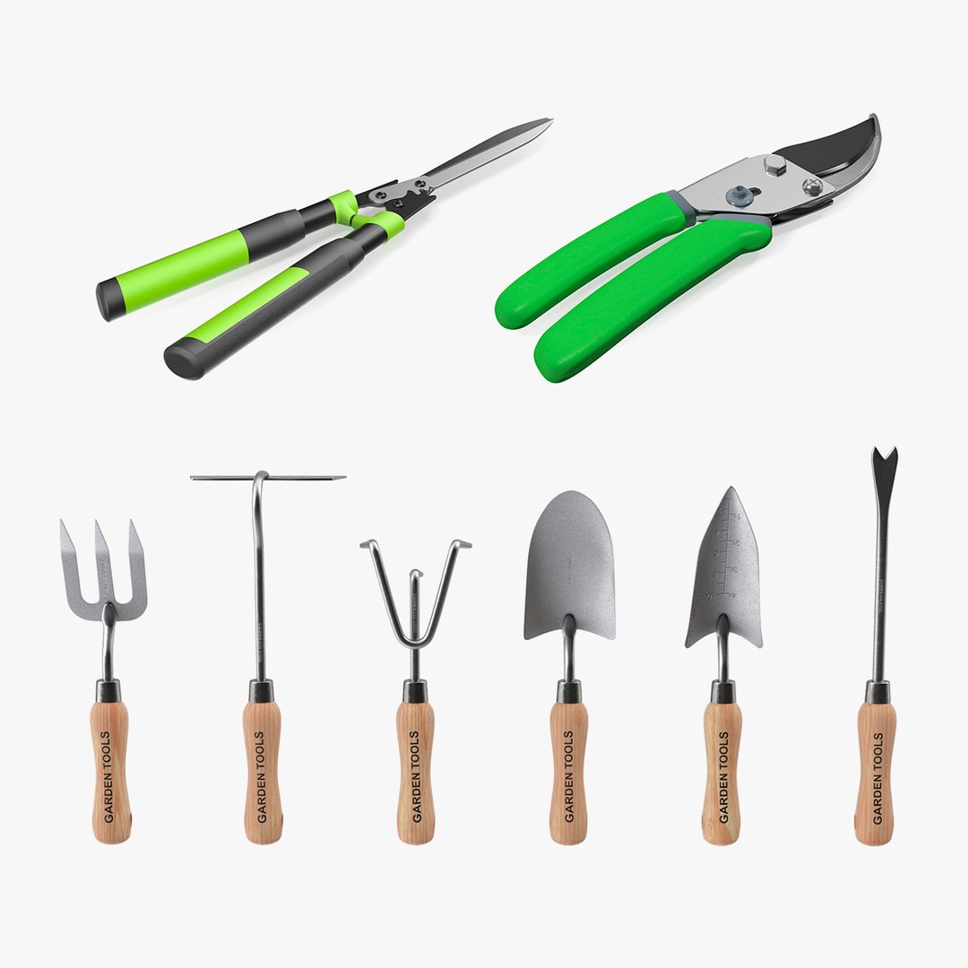 Garden Hand Tools Collection 3D model preview