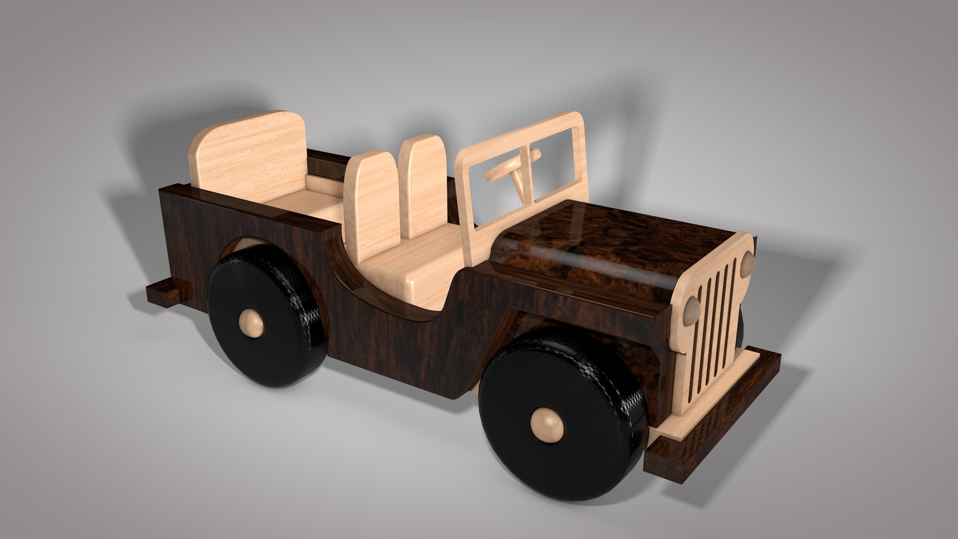 Wooden Jeep Toy Model Turbosquid