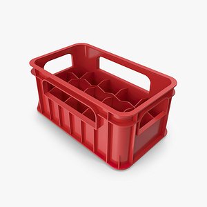 Red Plastic Crate 3D model