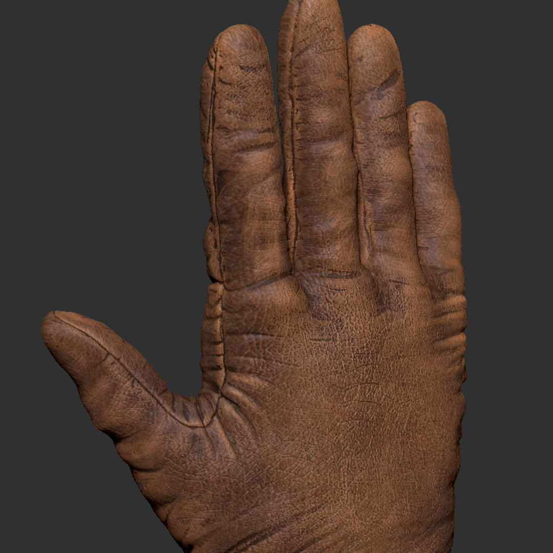 3d Old Brown Leather Gloves Model Turbosquid 1363137