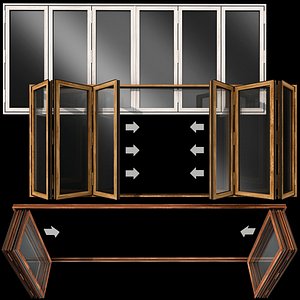 folding stained glass wooden doors 3D model