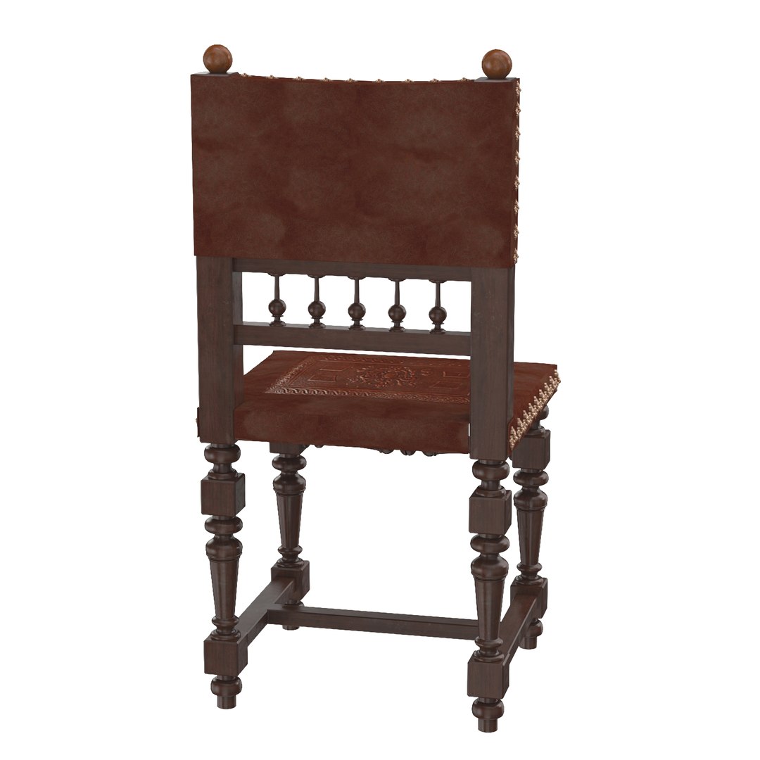 3D Baroque Spanish Revival Leather Dining Chair TurboSquid 2058075