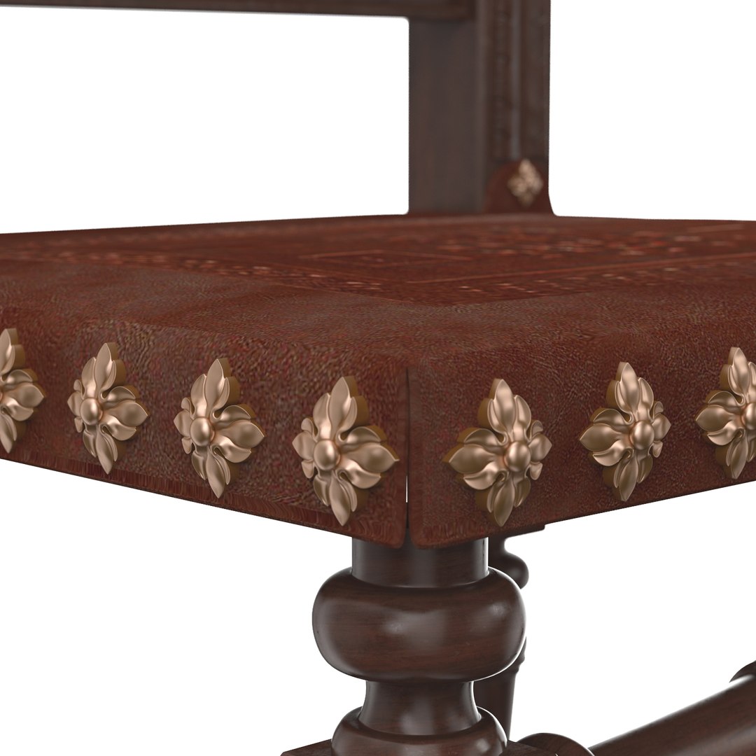 3D Baroque Spanish Revival Leather Dining Chair TurboSquid 2058075