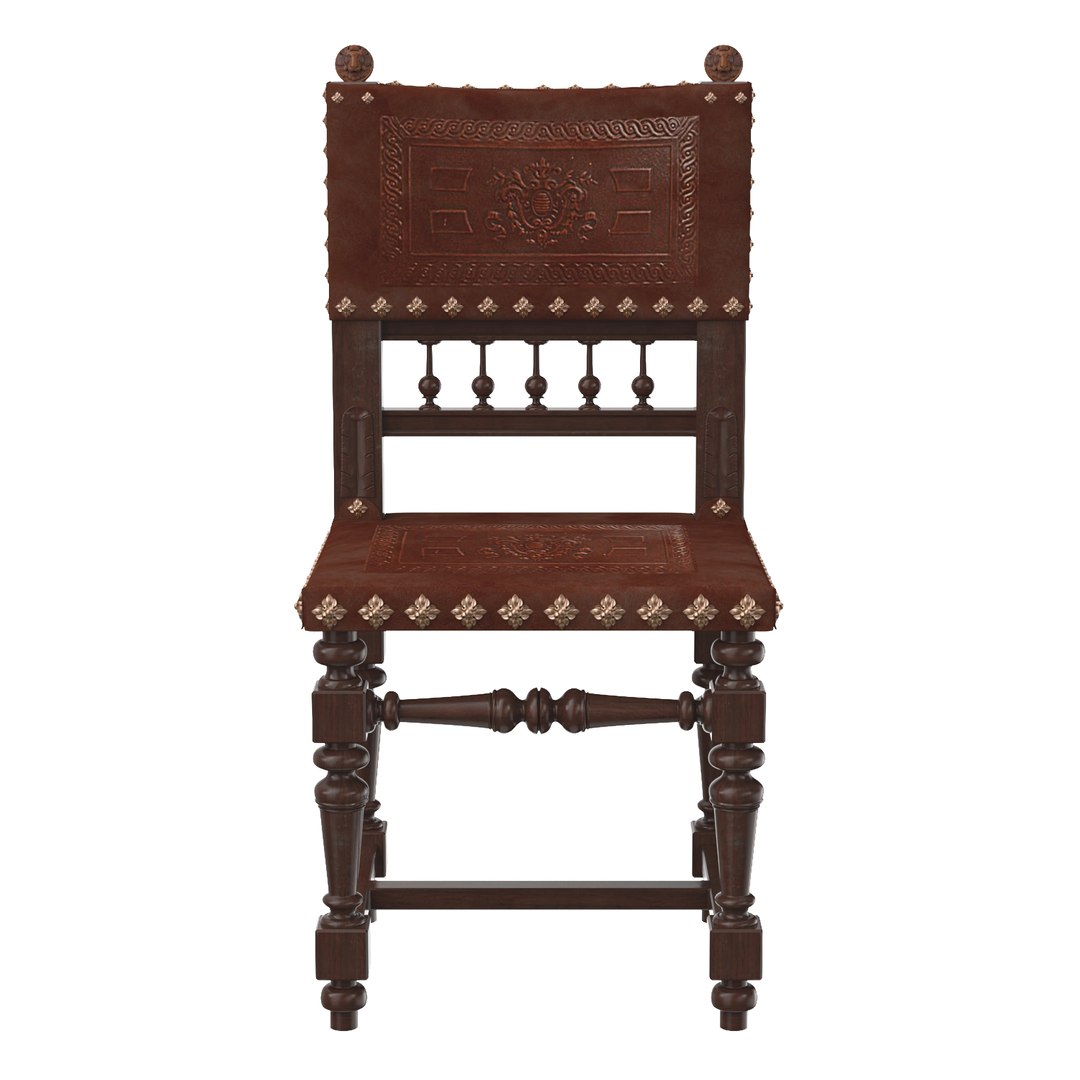 3D Baroque Spanish Revival Leather Dining Chair TurboSquid 2058075