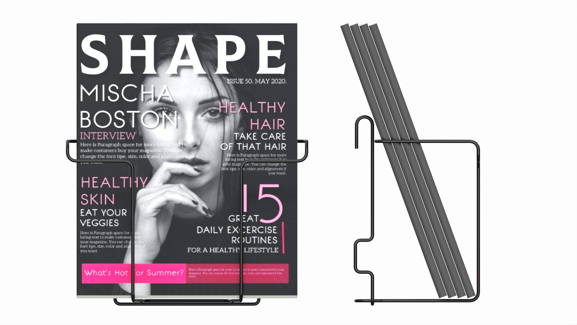 Store Wire Magazine Holder For Slatwall Pegboard Gridwall 3D Model