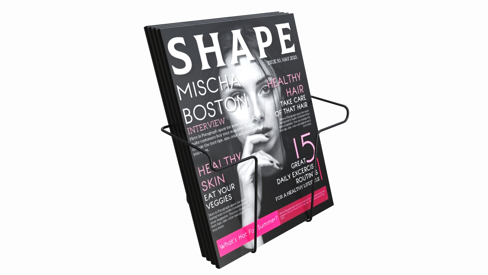 Store Wire Magazine Holder For Slatwall Pegboard Gridwall 3D Model