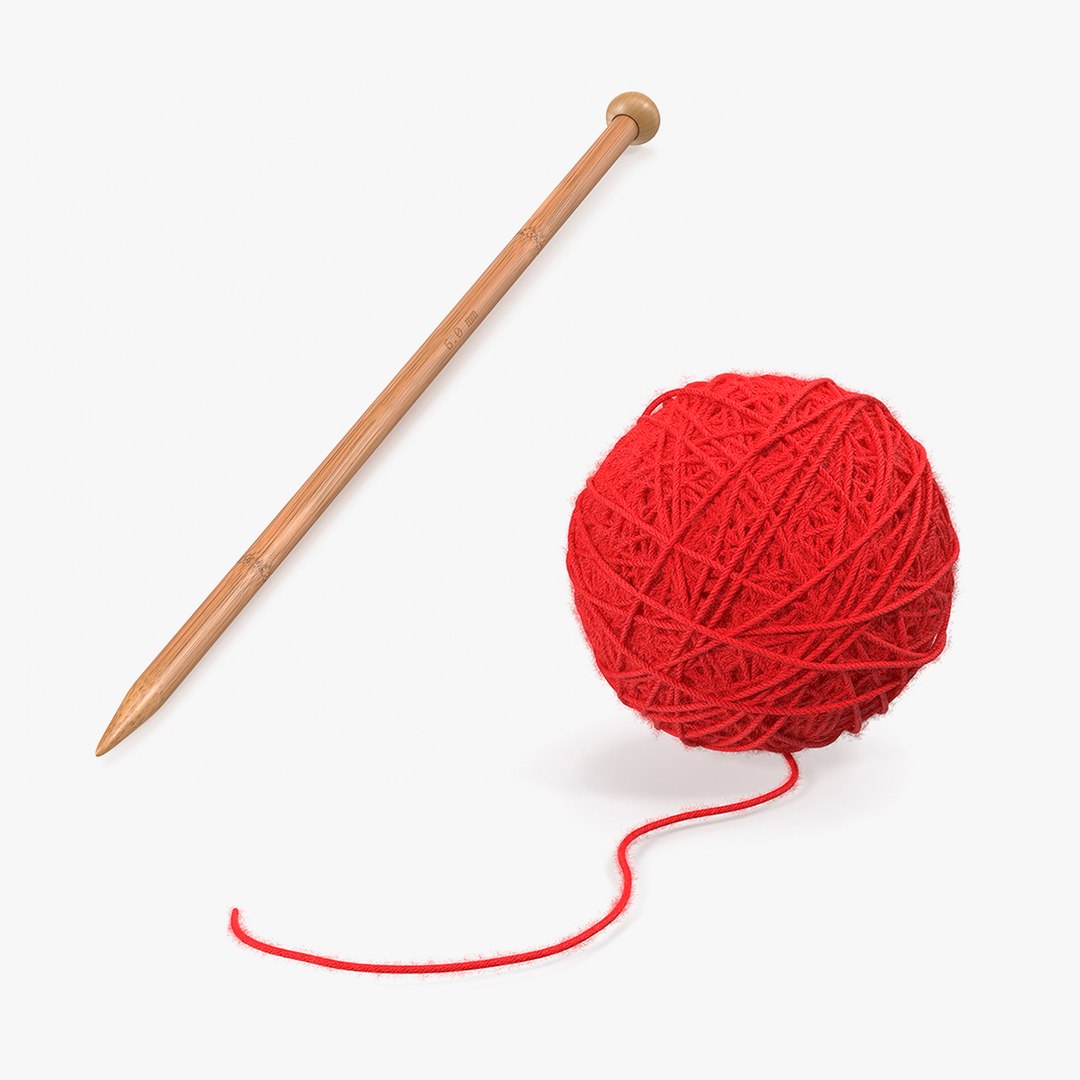 Wool Yarn with Knitting Needle Collection 3D model preview