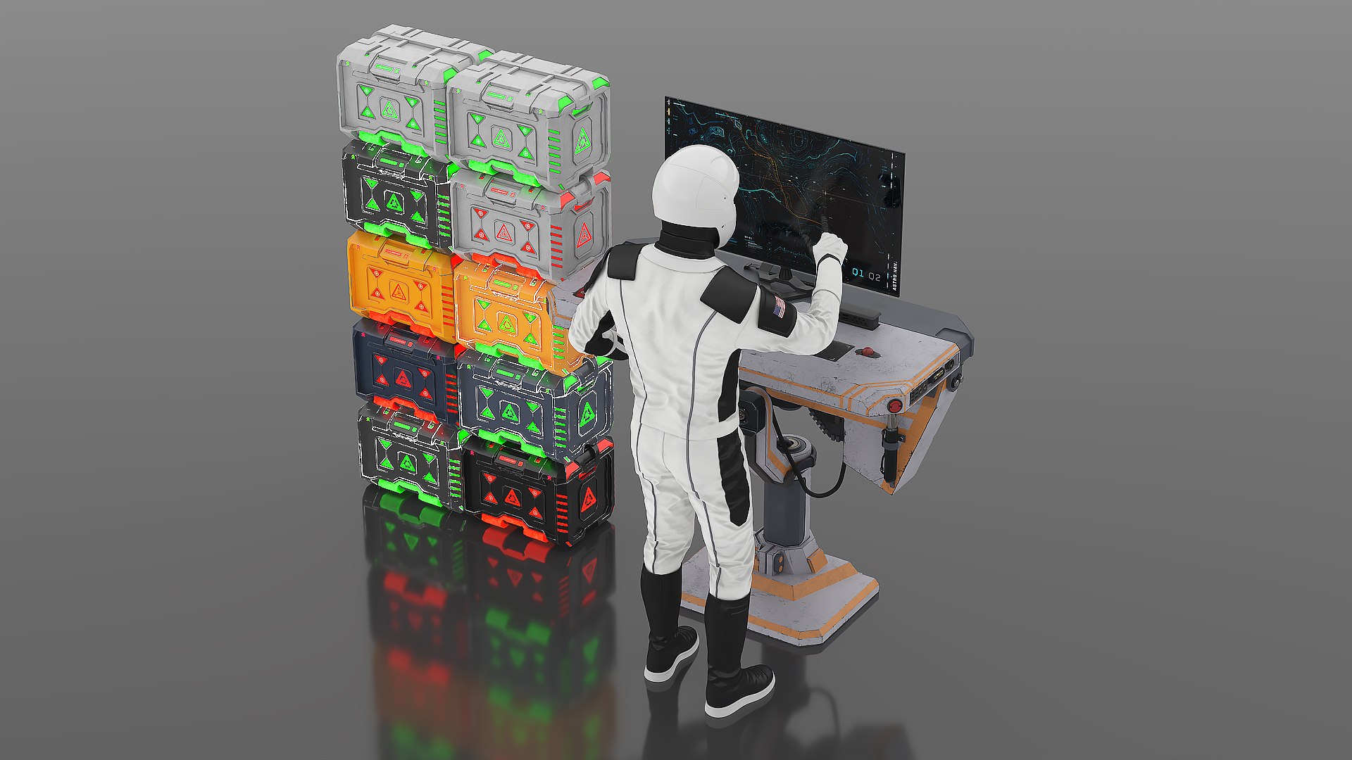3D Futuristic Control Station with Astronaut and Sci-Fi Crates https://p.turbosquid.com/ts-thumb/CB/ZjoJO5/il/futuristic_control_station_with_astronaut_and_scifi_crates_006/jpg/1743601761/1920x1080/fit_q87/a24ace03367436623af903fa7a50f13bdc189472/futuristic_control_station_with_astronaut_and_scifi_crates_006.jpg