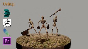 3ds skeletons weapons -