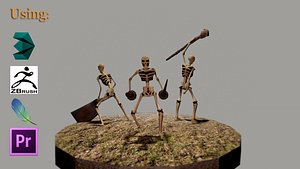 Skeletons & Weapons - Low Poly