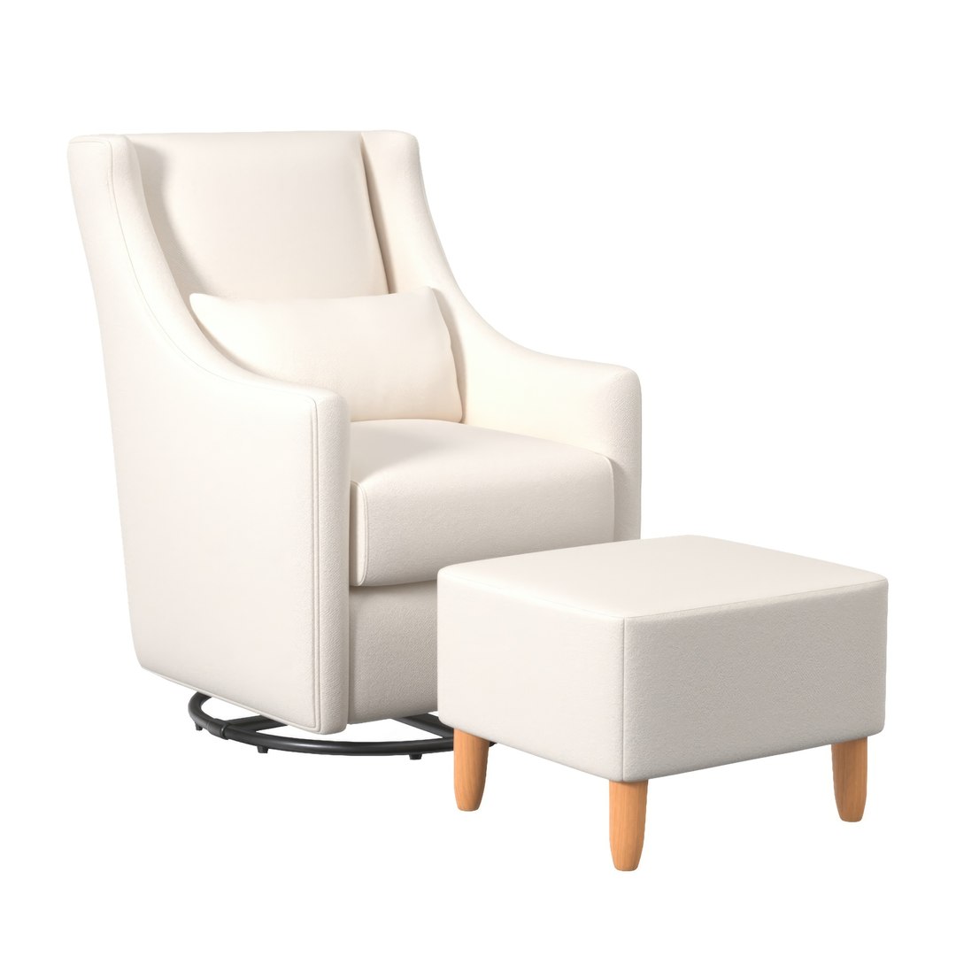 Toco Swivel Glider Ottoman With Footstool PBR 3D Model TurboSquid 2205441