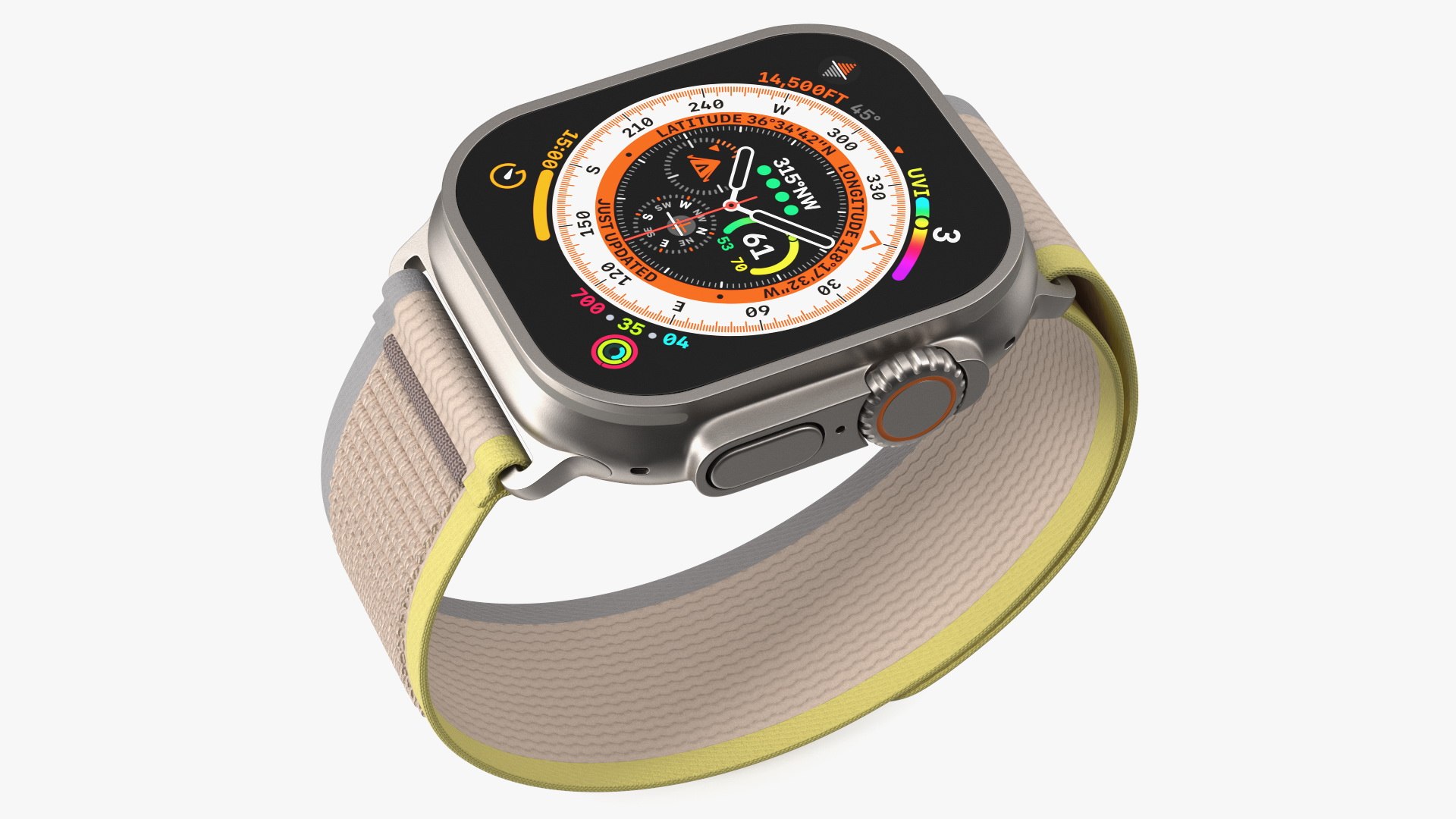 Apple Watch Ultra Trail Loop Yellow-Beige 3D model preview