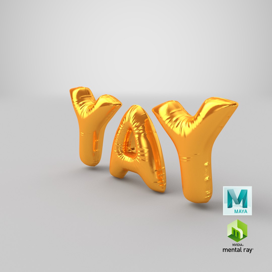 Foil Baloon Words Yay Gold model https://p.turbosquid.com/ts-thumb/CB/lP3uGn/CR/stemcell_maya_mental_ray_render/png/1642507904/1920x1080/fit_q87/ae07ee4131c6f4a3ee409bc09fb17c7c2e44e104/stemcell_maya_mental_ray_render.jpg