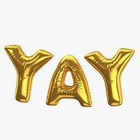 Foil Balloon Words Yay Gold