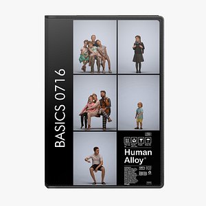 Basics0716 - A set containing 5 models of male and female children and parents in home family settin