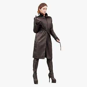 3D Woman in Thighhigh Boots and Leather Coat 1 Remastered