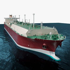 3D model Large LNG Carrier Floating on Ocean Water