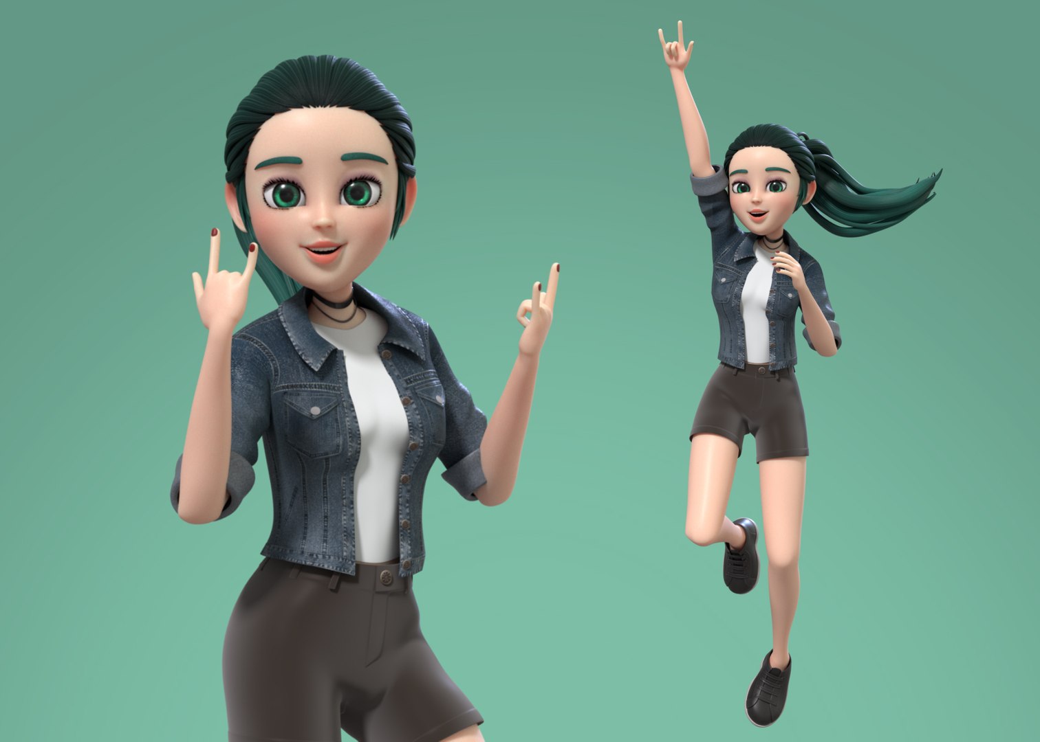 CARTOON cute girl - BLENDER Version 3D model rigged