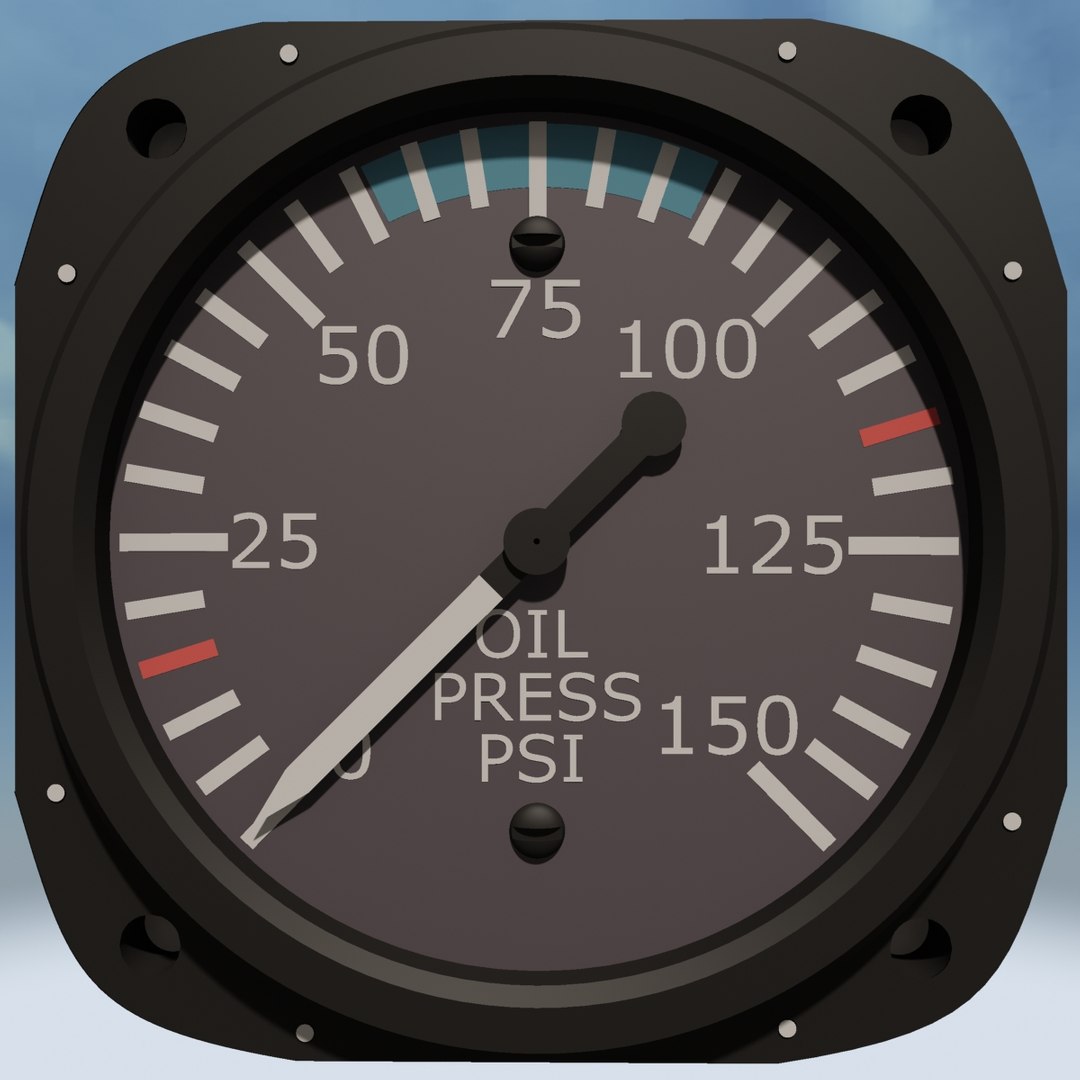 3d Model Oil Pressure Aircraft Instrument