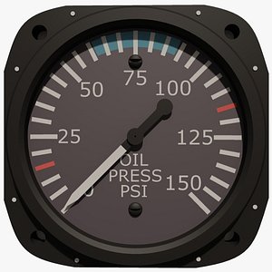 3d model oil pressure aircraft instrument
