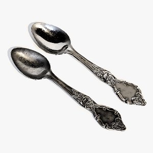 Vintage Spoon Bridal Rose Low Poly