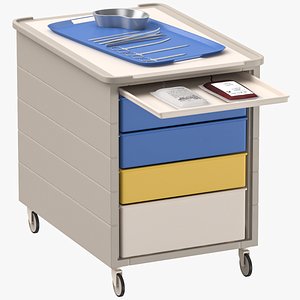 Medical Cart With Surgery Tools 3D Model