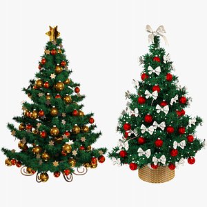 set christmas trees beautiful 3D model