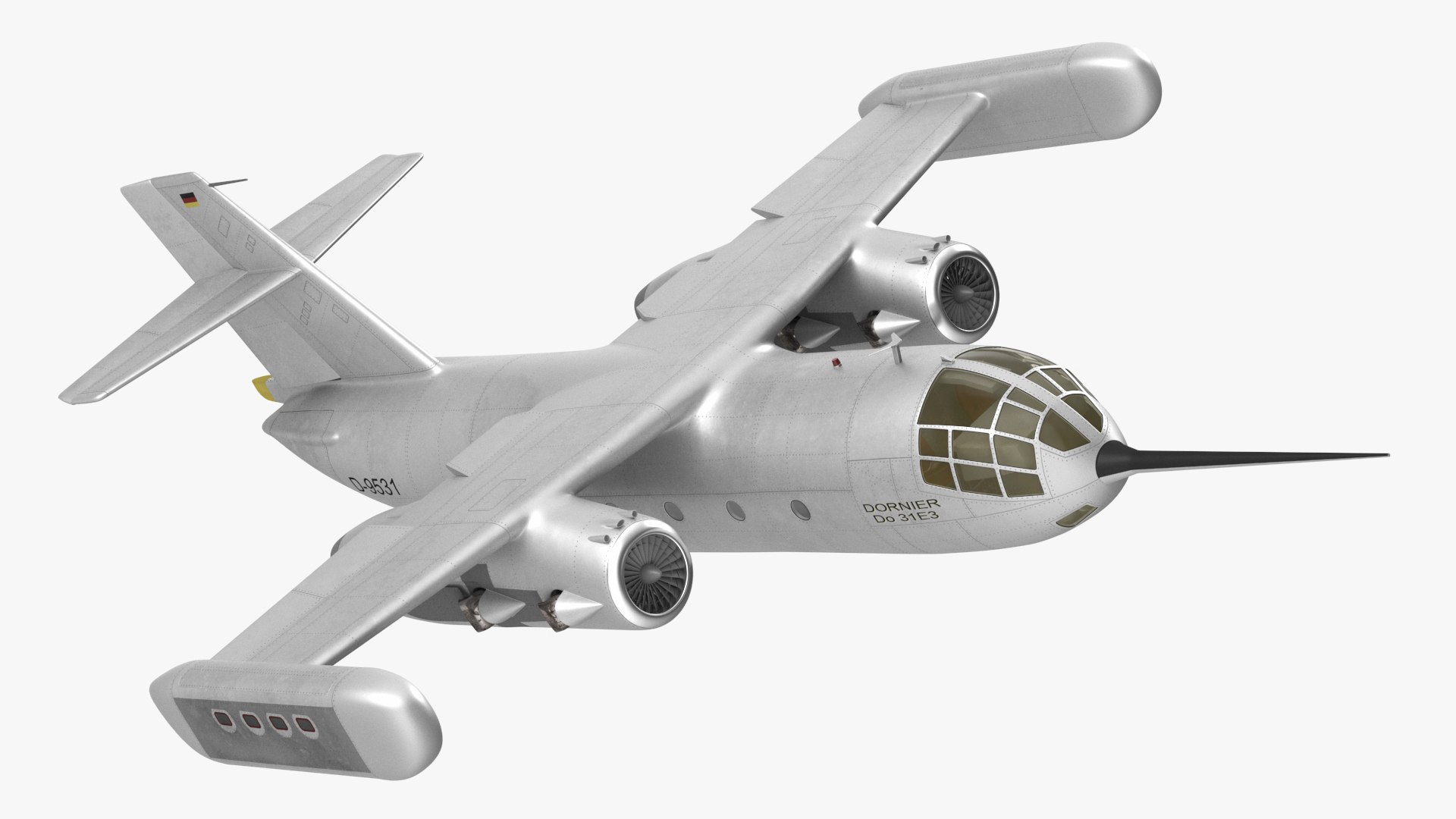 Hover Jet Dornier Do 31 Rigged 3D model preview