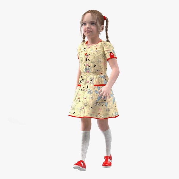 3D Realistic Child Girl Everyday Style Rigged for Maya