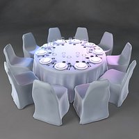 001 Table 2 meters 10 cloth chairs