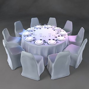 001 Table 2 meters 10 cloth chairs