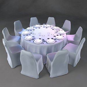 001 Table 2 meters 10 cloth chairs