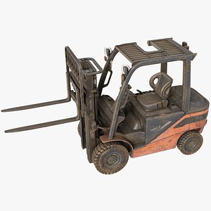 Old Dusty Forklift Truck03 Orange All PBR Textures