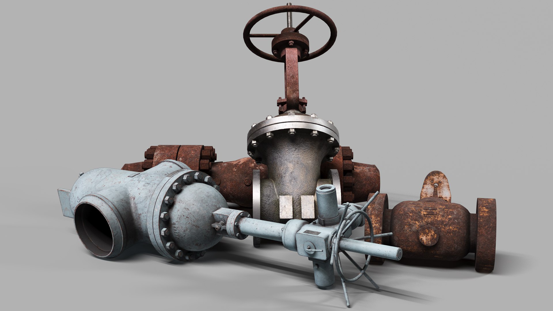 Industrial used valves 3D - TurboSquid 2148492