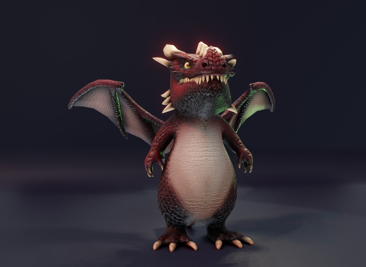 3D Cartoon Red Dragon Animated 3D Model With Music Sound Effects ...