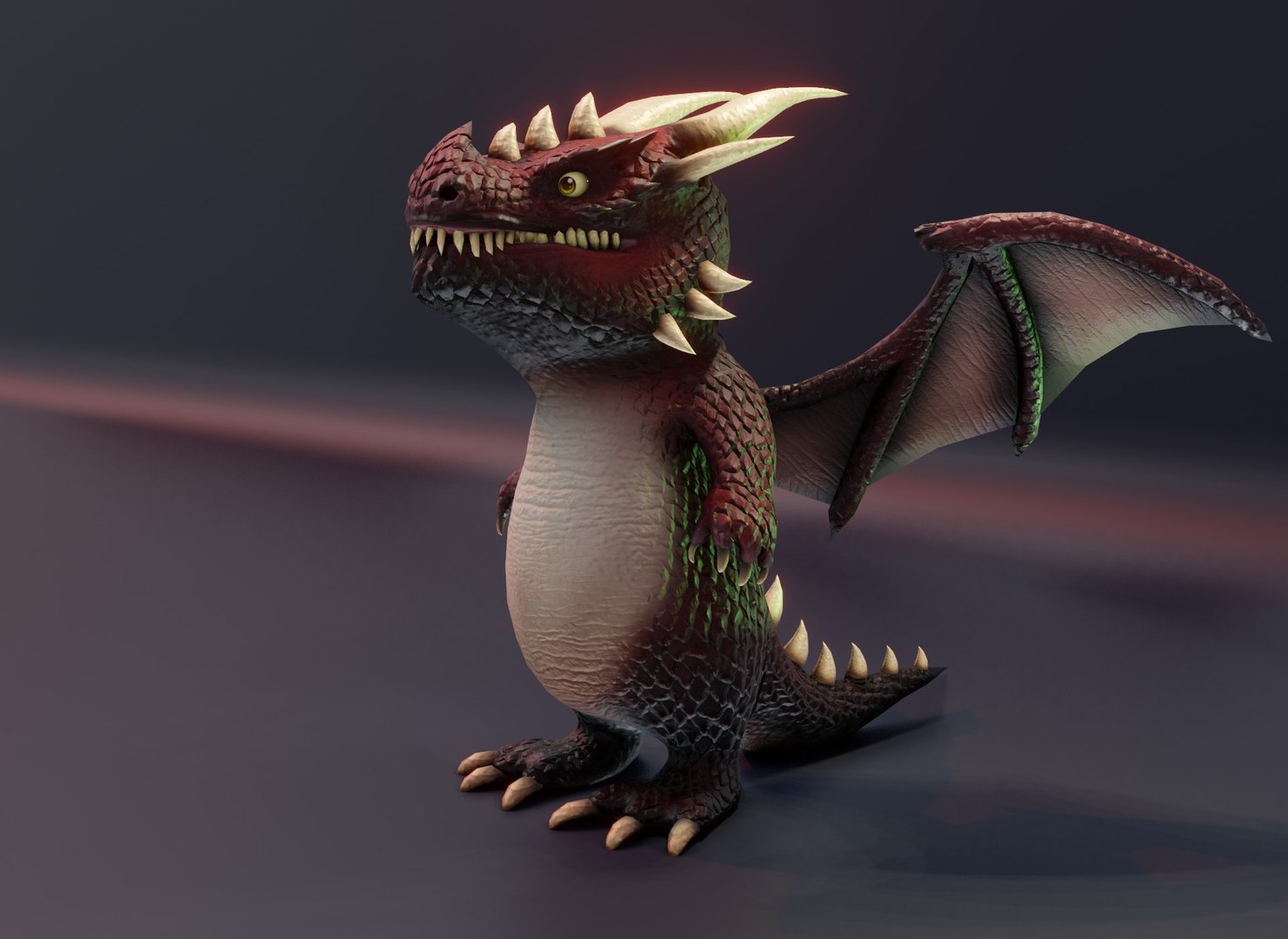 3D Cartoon Red Dragon Animated 3D Model With Music Sound Effects ...