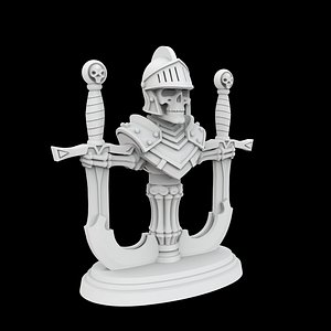 Skull Knight Sword Stand 3D Print Model Fantasy Weapon Display 3D model