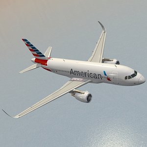 sharkleted airbus a319neo american airlines 3d model