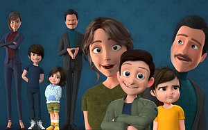 CARTOON FAMILY - Mother Father Daughter Son1