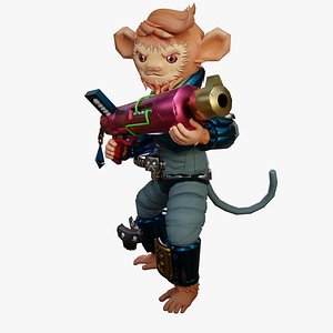 Scifi Monkey Character rigged 3d model