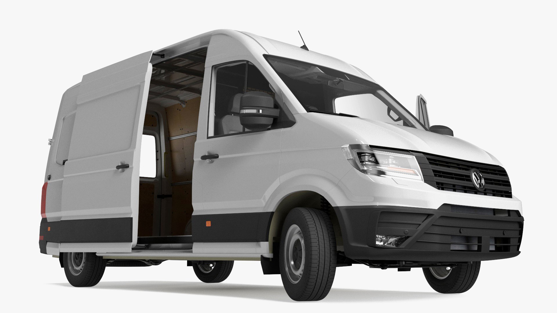 Volkswagen Crafter Van 2024 White Color Rigged 3D Model