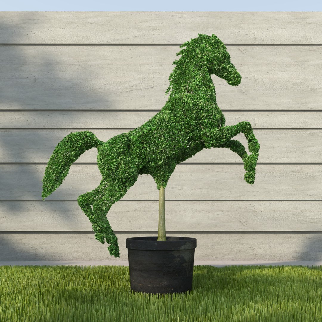 horse topiary sculpture 3d model