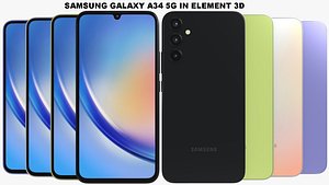 Samsung Galaxy A34 5G All Colors in Element 3D
