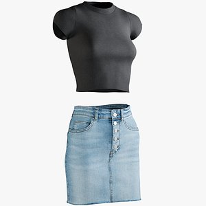 3D realistic skirt tshirt model