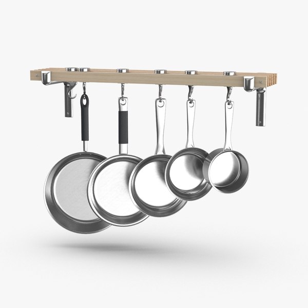 modelo 3d Cocina Pan Rack 03 Con Sartenes - TurboSquid 1319631