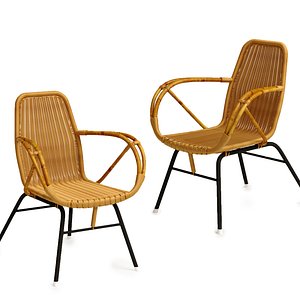 Rattan Garden Armchairs By Dirk Van Sliedregt