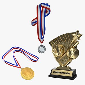 Baseball Trophy and Medals 3D Models Collection
